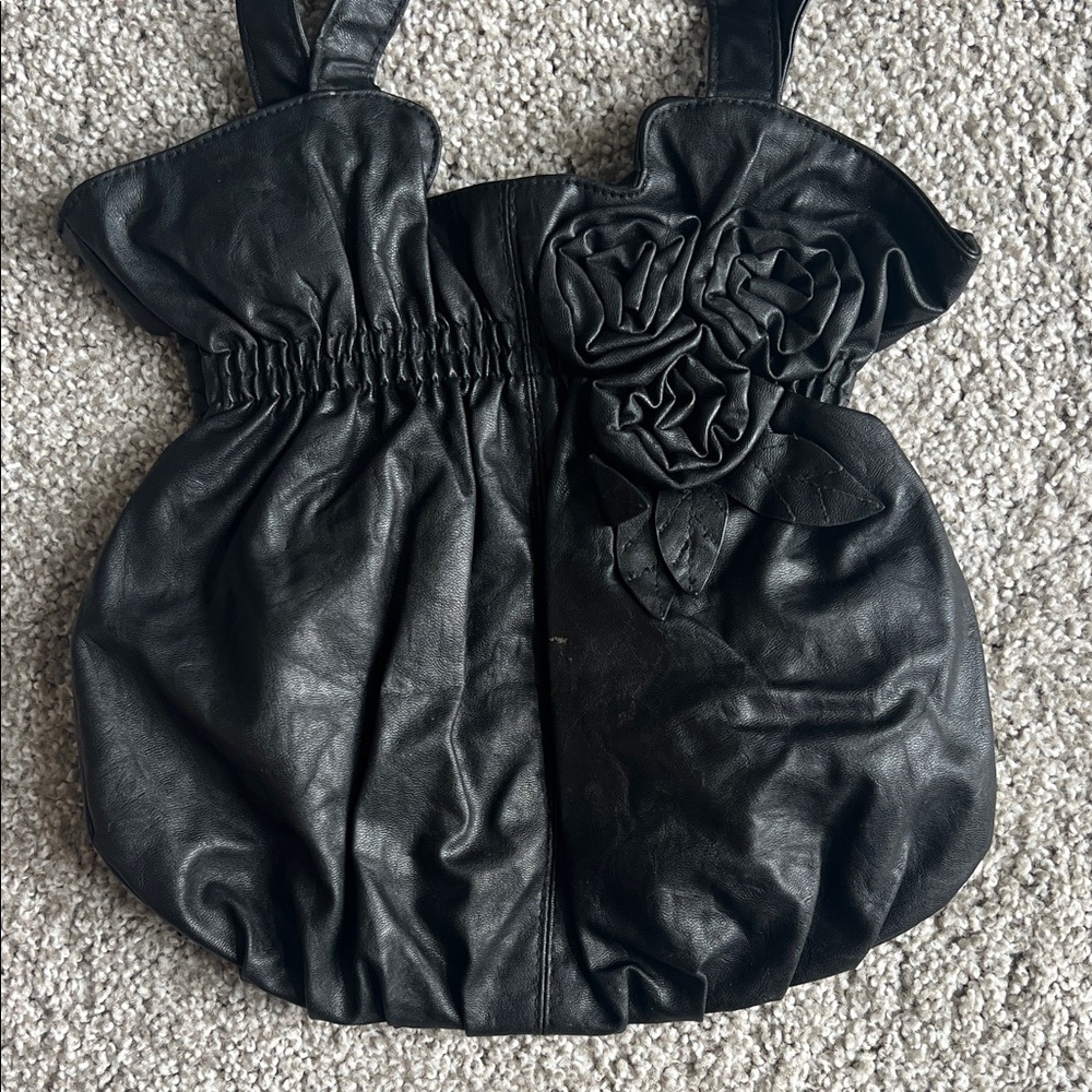 Black Tote with Floral Detail